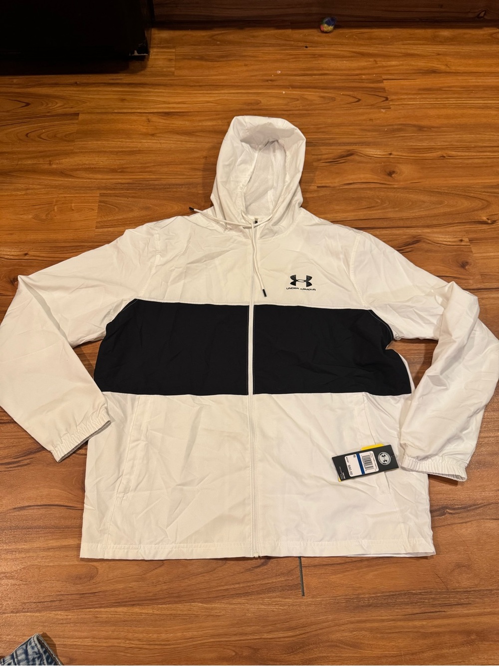 Under Armour White & Black Hooded Windbreaker Jacket